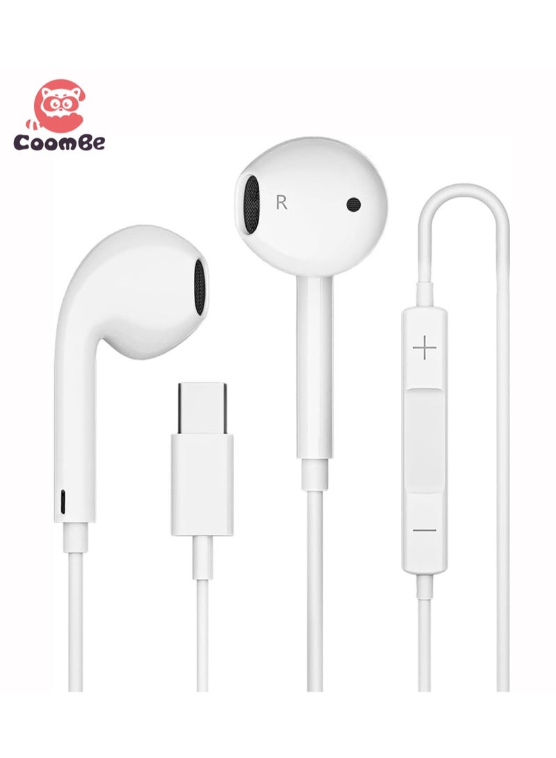 كومبي سماعات رأس سلكية من النوع C - سماعات أذن سلكية USB C مع ميكروفون وتحكم في مستوى الصوت، سماعة رأس بخاصية إلغاء الضوضاء متوافقة مع iPhone 17/16/15 Pro Max وiPad وGalaxy S25/S24/S23/S22/Ultra - Image 1