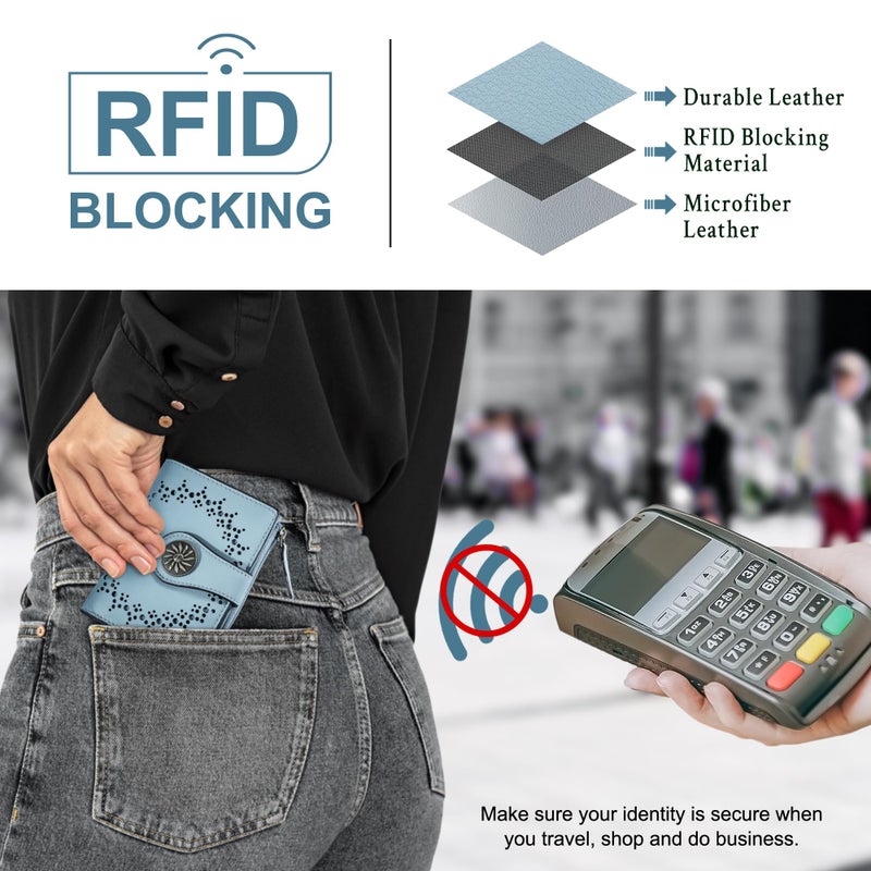 Tipmile Small Wallet for Women Bifold RFID Blocking Card Holder Leather Wallets with Zipper Coin Pocket - Image 3