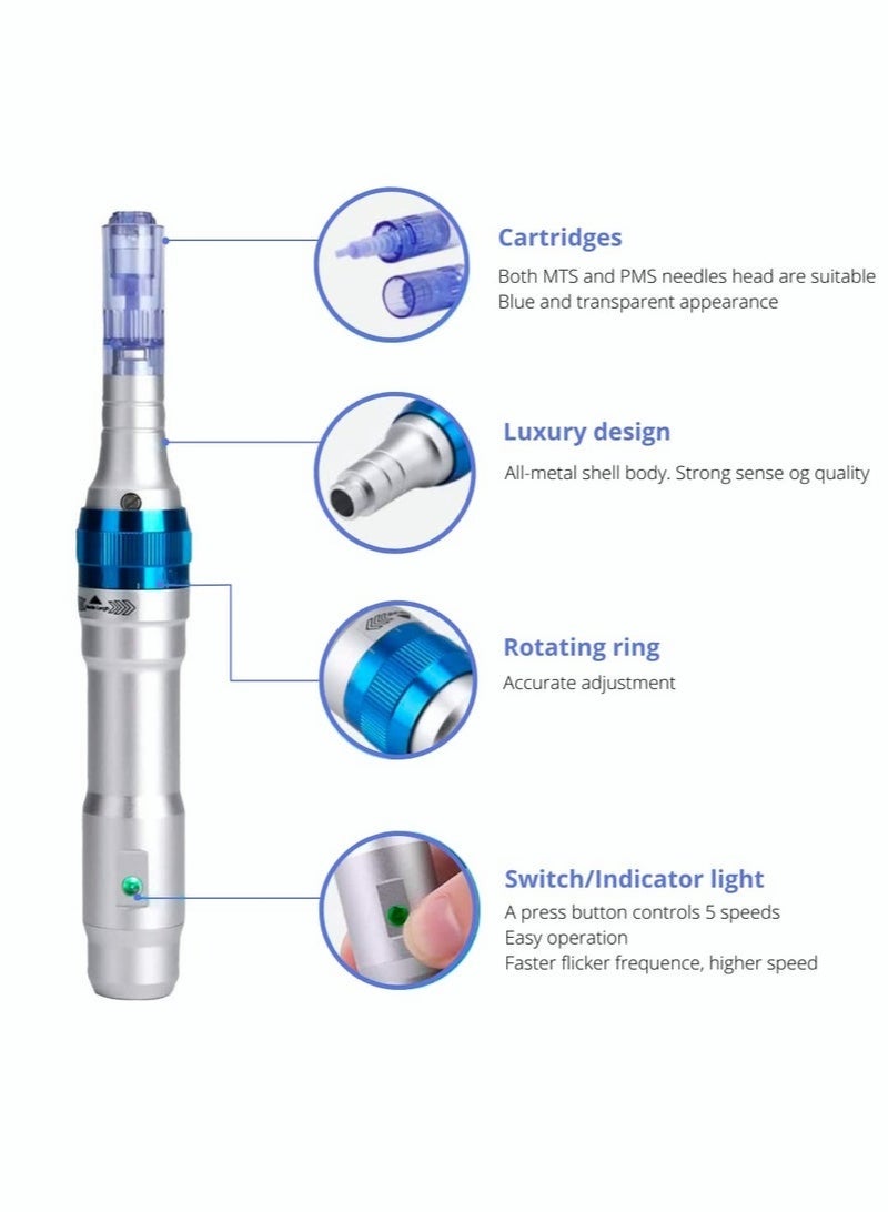 Dr.pen Dr. Pen A6 Cordless Electric Beauty Pen - Face and Body Skin Care Set - 12 Needles x2 (0.25mm) + 36 Needles x5 (0.25mm) Cartridges - Image 4