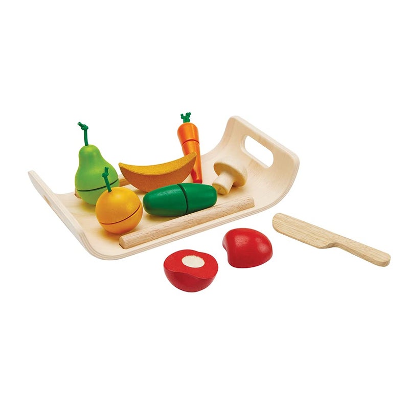 PlanToys Wooden Assorted Fruit and Vegetable Food Set (3416) | Sustainably Made from Rubberwood and Non-Toxic Paints and Dyes - Image 3