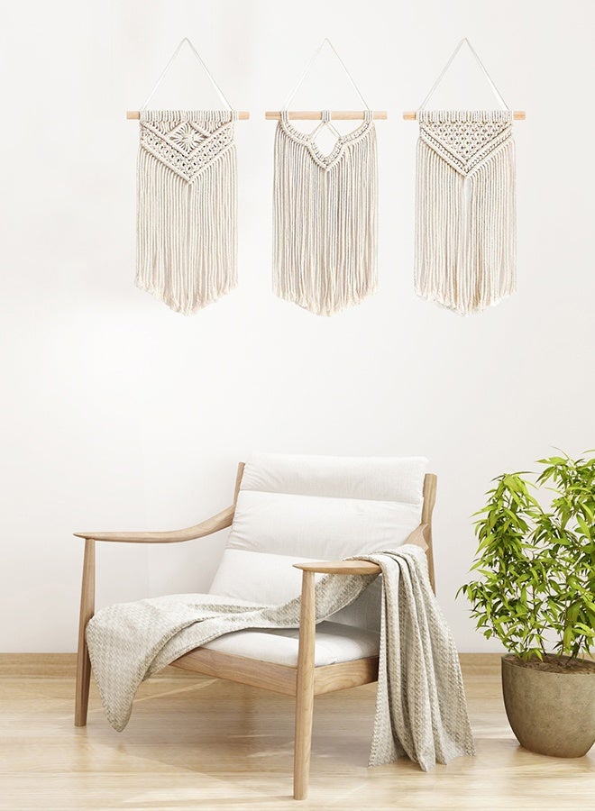 DUNISO 3 PCS Macrame Wall Hanging, Hand Woven Boho Tapestry, Home Wall Decor, Multifunctional Woven Hanging Tapestry with Long Tassel for Bedroom Living Room Apartment Gallery - Image 3