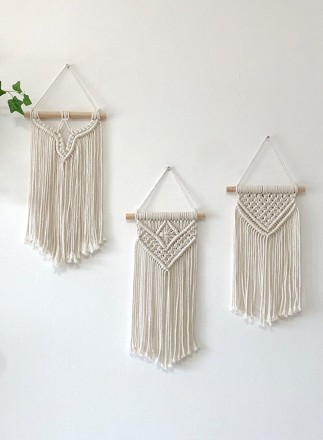 DUNISO 3 PCS Macrame Wall Hanging, Hand Woven Boho Tapestry, Home Wall Decor, Multifunctional Woven Hanging Tapestry with Long Tassel for Bedroom Living Room Apartment Gallery - Image 2