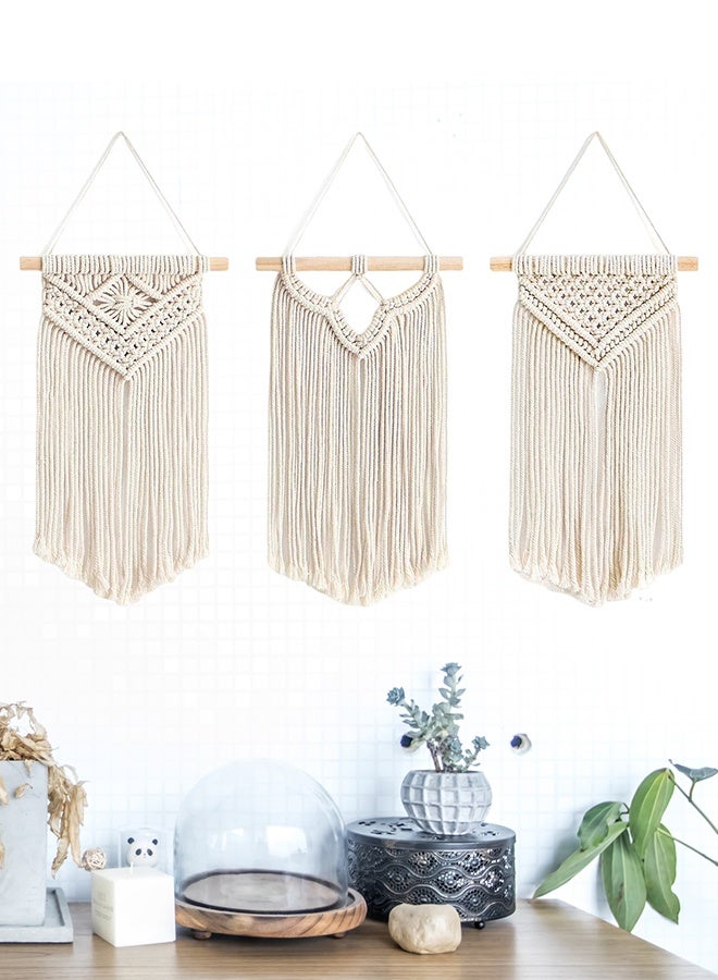 DUNISO 3 PCS Macrame Wall Hanging, Hand Woven Boho Tapestry, Home Wall Decor, Multifunctional Woven Hanging Tapestry with Long Tassel for Bedroom Living Room Apartment Gallery - Image 5