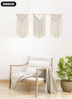 DUNISO 3 PCS Macrame Wall Hanging, Hand Woven Boho Tapestry, Home Wall Decor, Multifunctional Woven Hanging Tapestry with Long Tassel for Bedroom Living Room Apartment Gallery  - Image 3
