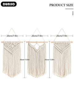 DUNISO 3 PCS Macrame Wall Hanging, Hand Woven Boho Tapestry, Home Wall Decor, Multifunctional Woven Hanging Tapestry with Long Tassel for Bedroom Living Room Apartment Gallery  - Image 4