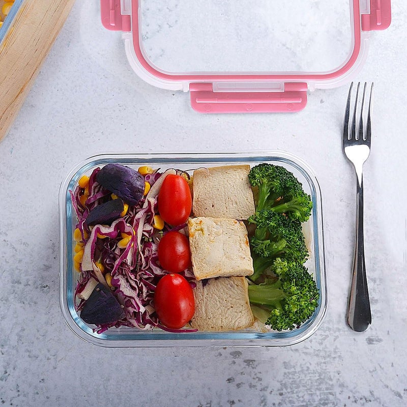 M MCIRCO [10-Pack Meal Prep Containers with Snap Locking Lids, Glass Airtight Lunch, Food Storage Containers, Microwave, Oven, Freezer and Dishwasher Friendly, Pink - Image 5