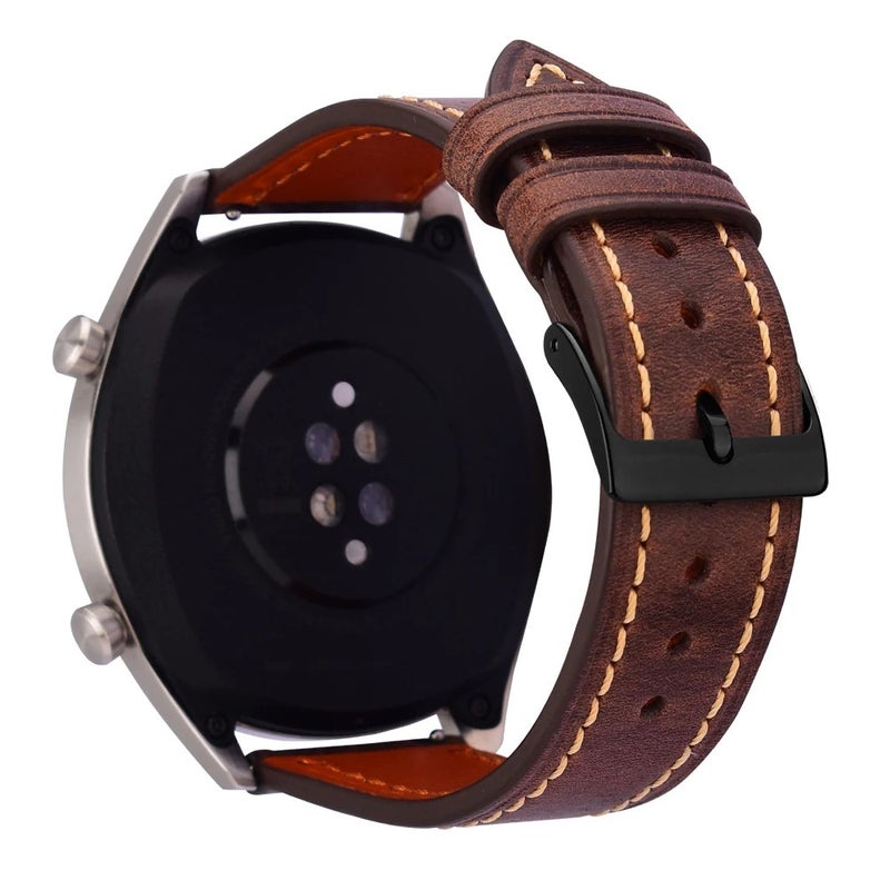 Bluejw Universal Plain Oil Wax Leather Watch Strap Replacement for Apple Watch Series 10 9 8 7 6 5 4 3 2 and General Watches – Replace the Watch Strap Easily - Image 1