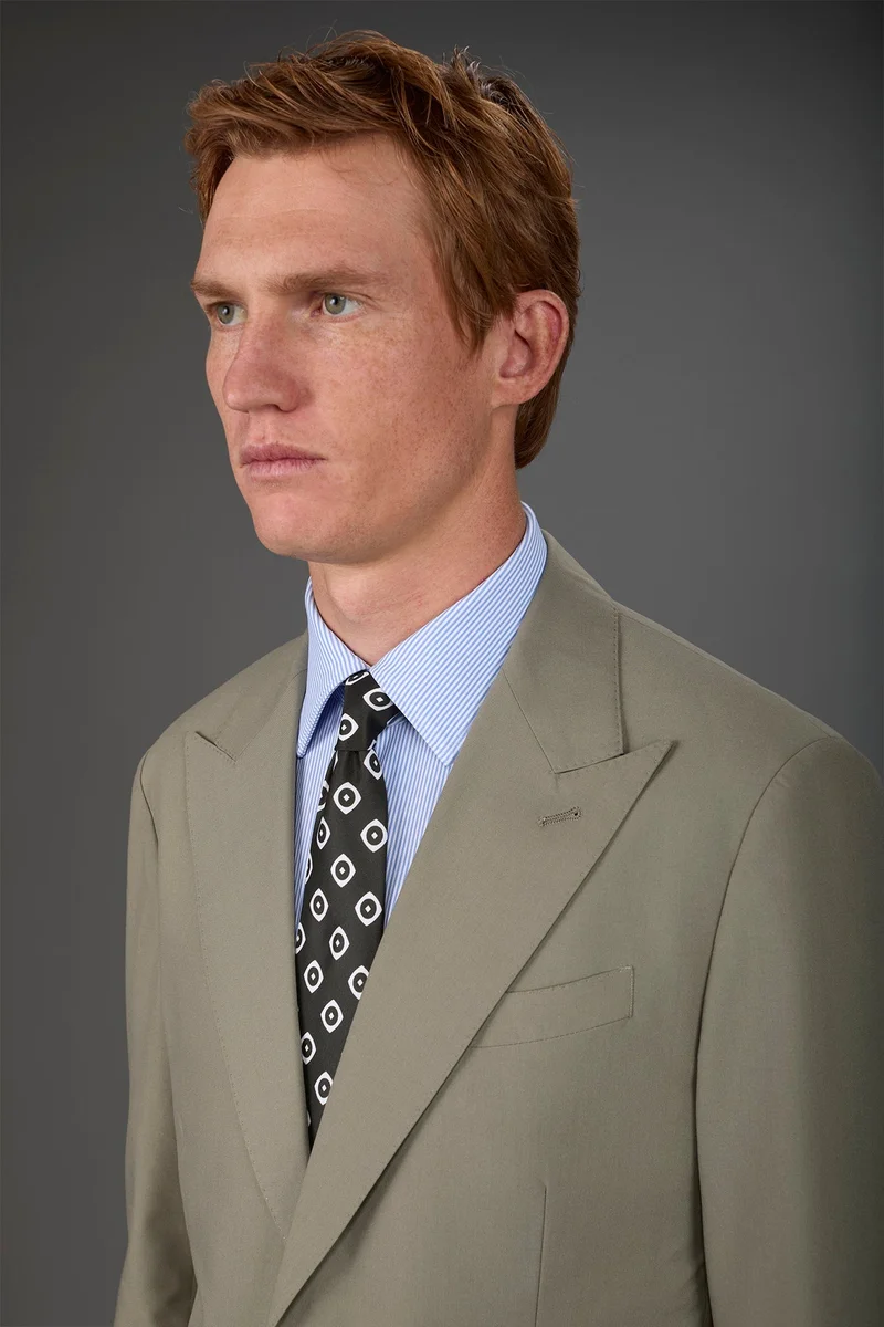 Doppelganger Green Single-breasted men's suit with single-pleat trousers - Olive Green for Men | Best Price UAE
