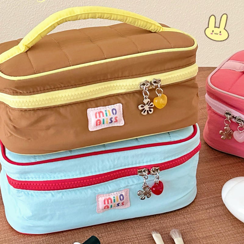 Large Capacity Blue Travel Makeup Bag With Multiple Compartments For Long Trips - Image 5