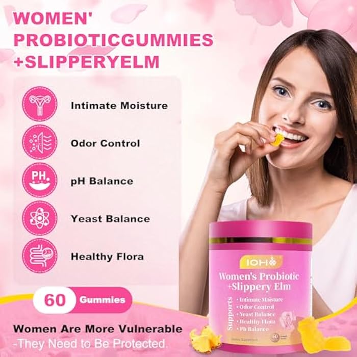 ZREVSB Her Juicy Feminine Probiotics Gummies for Women Tropical Pineapple Flavor | Supports pH Balance, Digestive & Immune Health | with Slippery Elm | 60 Gummies (1 Pack) - Image 2