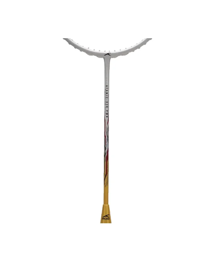 HUNDRED Atomic-X 38 Pwr-UnStrung Badminton Racket With Full Cover (White/Gold)