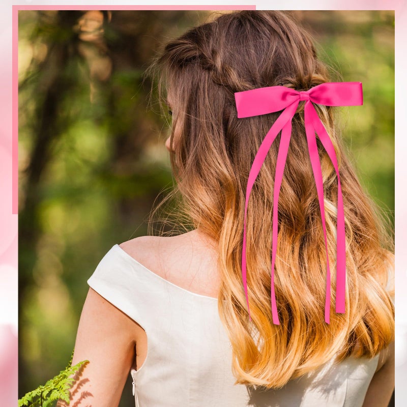 Mimorou 40 Pcs Bow Hair Clips Bulk Multicolor Bow Barrettes Set Hair Accessories with Long Tail Ribbon Bowknot Barrettes Clip and Tassel Colorful Valentine's Day Galentines Women Gift(Classic Colors) - Image 5