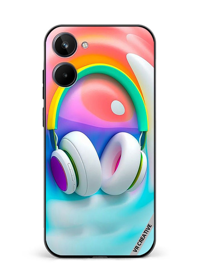 VR CREATIVE Protective Case Cover For Realme 10 Music Headphones Design Multicolour - Image 1