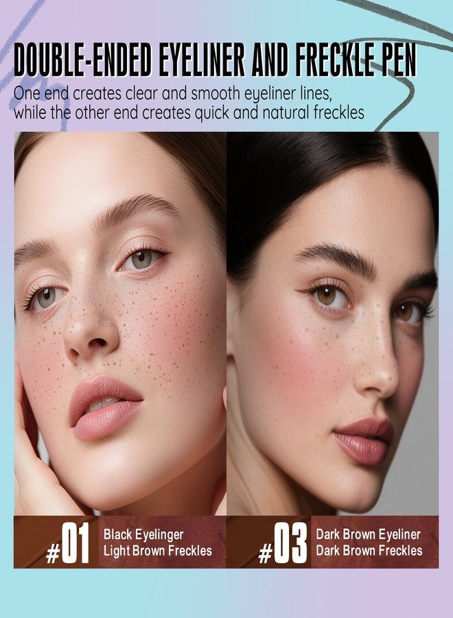 DAGEDA 2Colors Eyeliner Freckle Stamp, Light and Medium Brown Freckle Pen,Black and Brown Eyeliner Waterproof, Natural Faux Freckles Makeup, Soft Sopt Pen Magic Fake Freckles - Image 3