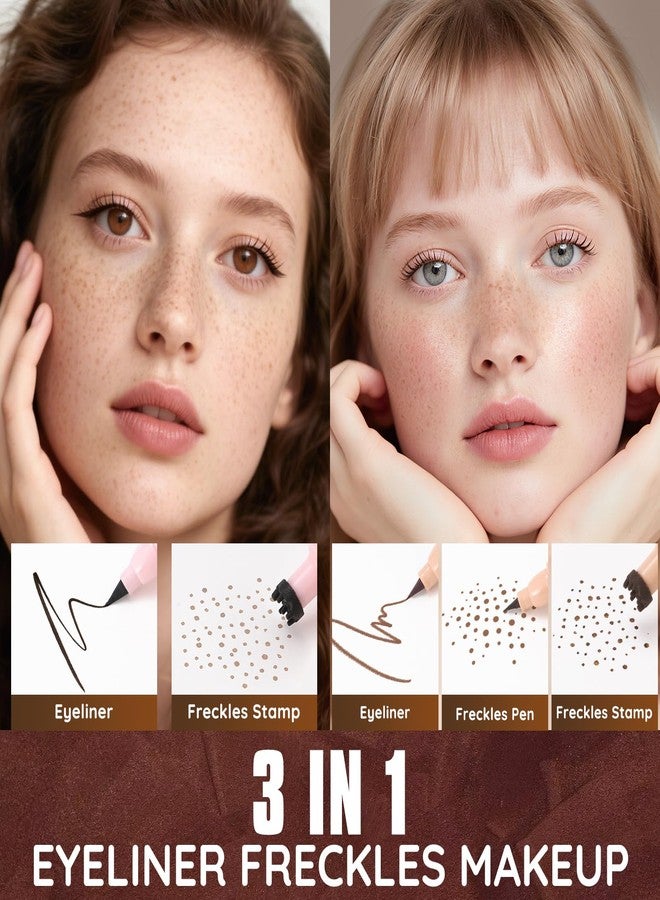 DAGEDA 2Colors Eyeliner Freckle Stamp, Light and Medium Brown Freckle Pen,Black and Brown Eyeliner Waterproof, Natural Faux Freckles Makeup, Soft Sopt Pen Magic Fake Freckles - Image 2