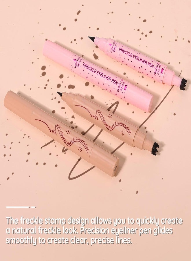 DAGEDA 2Colors Eyeliner Freckle Stamp, Light and Medium Brown Freckle Pen,Black and Brown Eyeliner Waterproof, Natural Faux Freckles Makeup, Soft Sopt Pen Magic Fake Freckles - Image 5