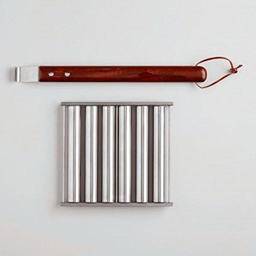 i Kito Charcoal Stainless Steel Hot Dog Sausage Roller Rack Steamer With Extra Long Wood Handle New BBQ Tools 5 Section Brat Griller - Image 4