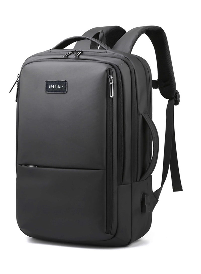 HIKE Premium Durable 16.5-inch Backpack Water Resistant Laptop Daypack with Built in USB Port and Multi Compartments for Travel/Business/College/School, HK2102 - Black - Image 1
