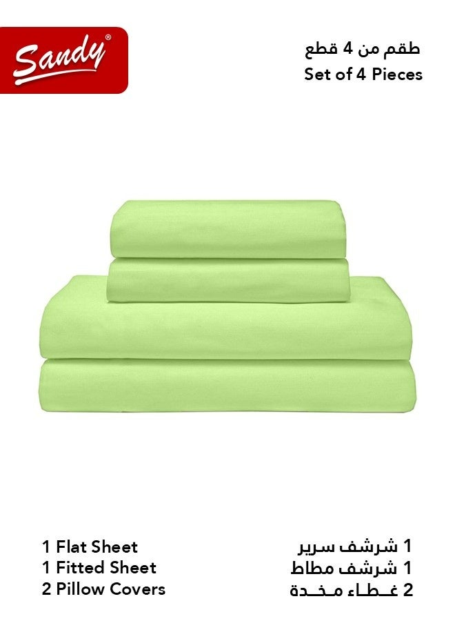 ساندي طقم شراشف سرير ساندي فاخر بجودة الفنادق شرشف مسطح وشرشف مطاط مع أغطية مخدات، طقم من أربعة قطع، شديد النعومة وجيد التهوية وبارد, مقاس نفرين كينج (259 × 274 سم & 200 × 200 +30 سم), تفاحي - Image 2