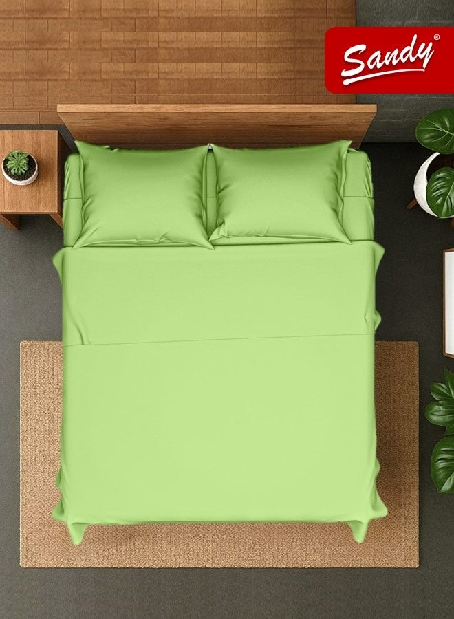 ساندي طقم شراشف سرير ساندي فاخر بجودة الفنادق شرشف مسطح وشرشف مطاط مع أغطية مخدات، طقم من أربعة قطع، شديد النعومة وجيد التهوية وبارد, مقاس نفرين كينج (259 × 274 سم & 200 × 200 +30 سم), تفاحي - Image 1