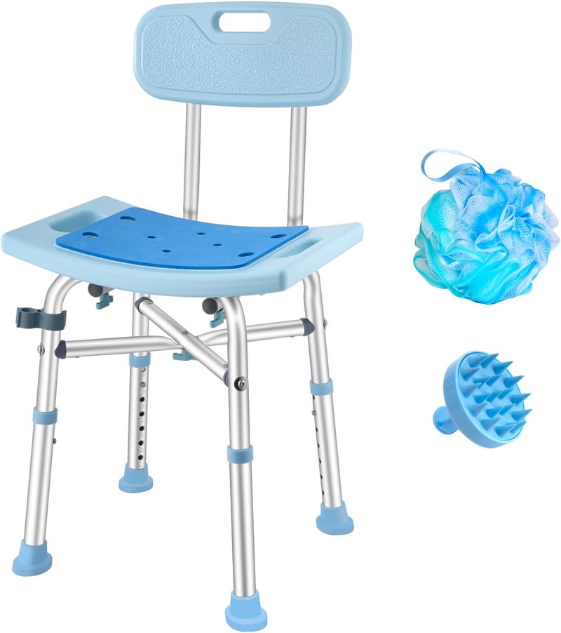 Brosive Shower Chair for Inside Shower - 450lb, Shower Stools with Back for Elderly Seniors, Shower Benches for Adults, Bath Chair Shower Benches for The Disabled,Shower Seats, Blue Tub Chair - Image 1