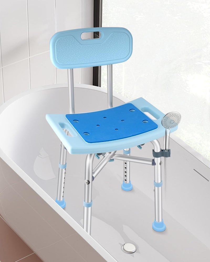 Brosive Shower Chair for Inside Shower - 450lb, Shower Stools with Back for Elderly Seniors, Shower Benches for Adults, Bath Chair Shower Benches for The Disabled,Shower Seats, Blue Tub Chair - Image 2