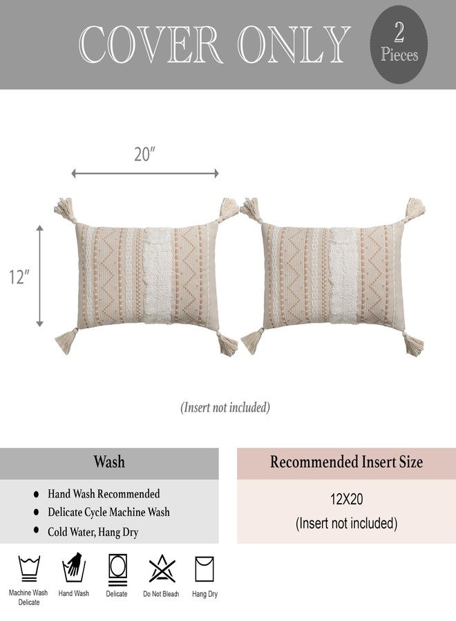 BlissBlush Decorative Lumbar Throw Pillow Cover 12x20 Combo Set of 2 Cream Neutral White Rectangular Boho Accent Pillowcase Farmhouse Cushion for Couch Sofa Bedroom Living Home Décor Cover ONLY - Image 5