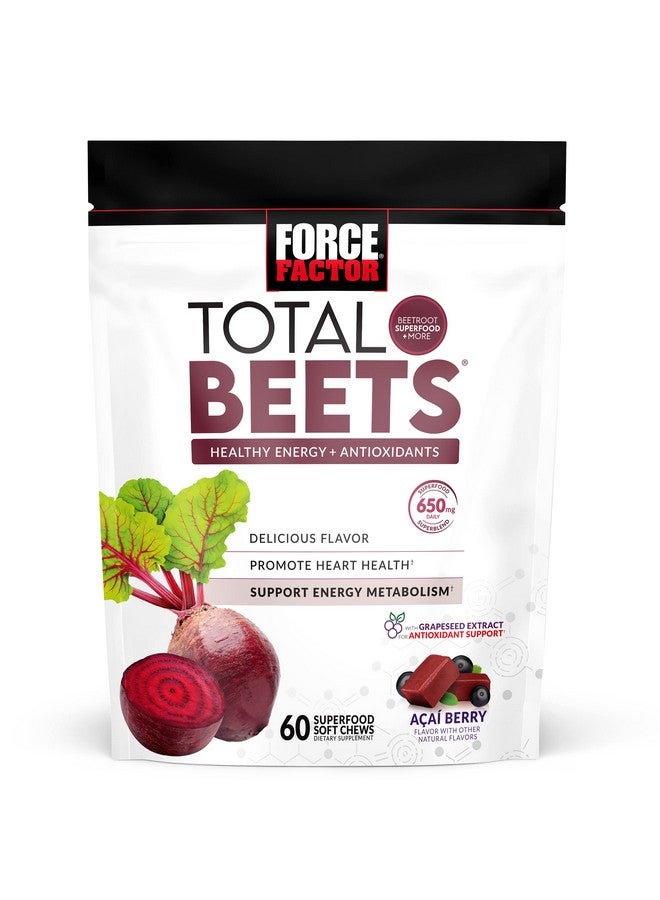 Force Factor Total Beets Soft Chews With Beetroot Nitrates L Citrulline Grapeseed Extract And Antioxidants Healthy Energy Supplement With Elite Ingredients Heart Health Superfood Force Factor 60 Chews - Image 1
