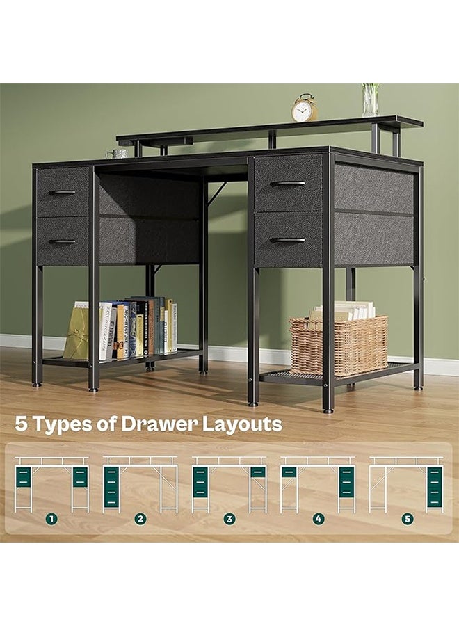 إن كي أكس مكتب كمبيوتر أسود مع مساحة تخزين كبيرة للمكتب المنزلي أو غرفة النوم - Image 5