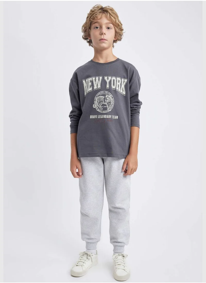 ديفاكتو Boy Oversize Fit Crew Neck Knitted Long Sleeve T-Shirt