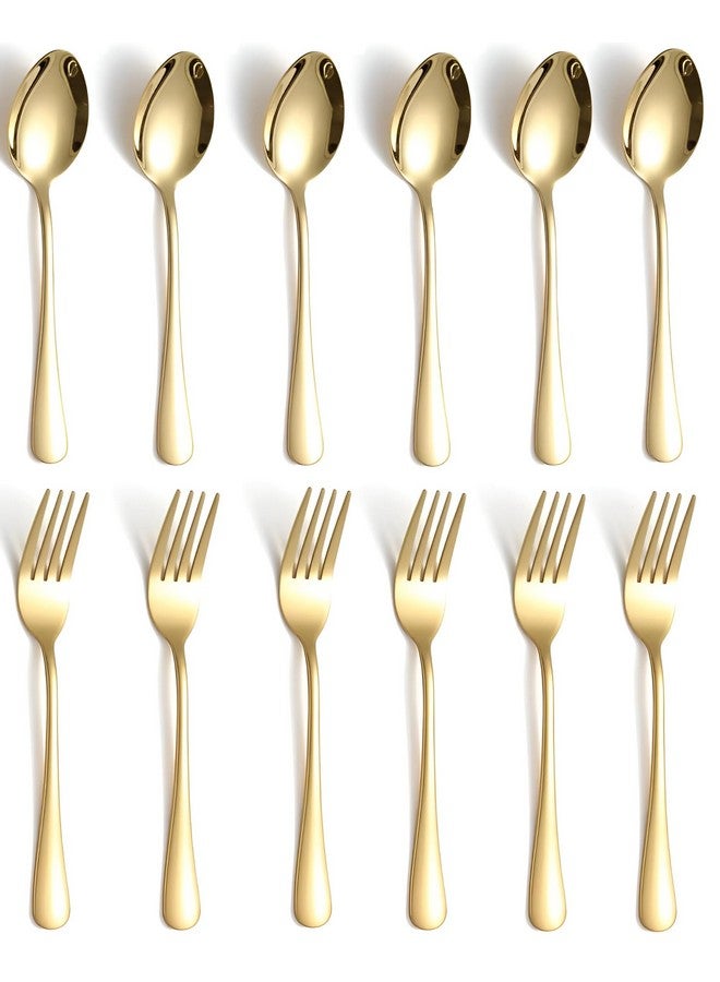 ROSTON Cutlery Set 12 PCS Stainless Steel Gold Premium Spoon Set Luxury Dinning tabelware Gift for House Warming (12 PCS Spoon and Fork) - Image 1