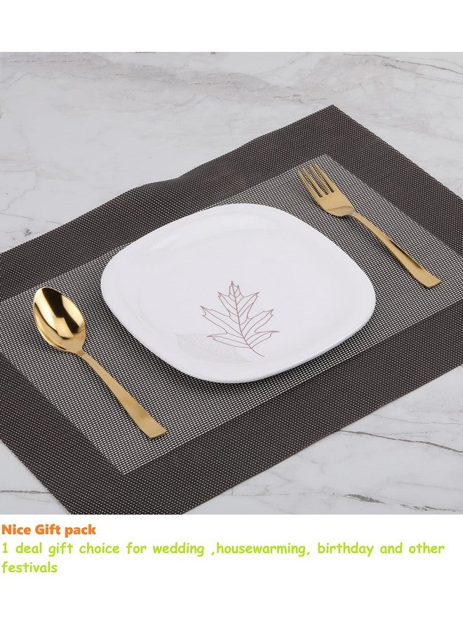 ROSTON Cutlery Set 12 PCS Stainless Steel Gold Premium Spoon Set Luxury Dinning tabelware Gift for House Warming (12 PCS Spoon and Fork) - Image 4