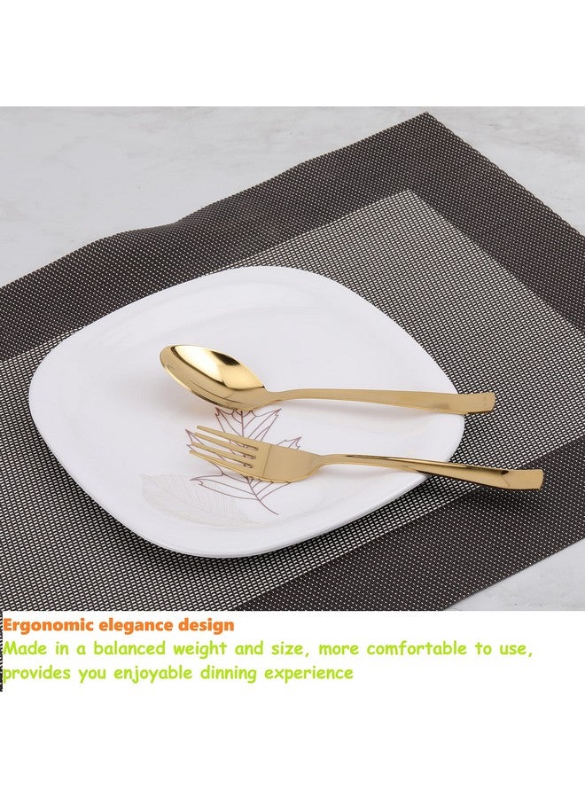 ROSTON Cutlery Set 12 PCS Stainless Steel Gold Premium Spoon Set Luxury Dinning tabelware Gift for House Warming (12 PCS Spoon and Fork) - Image 2