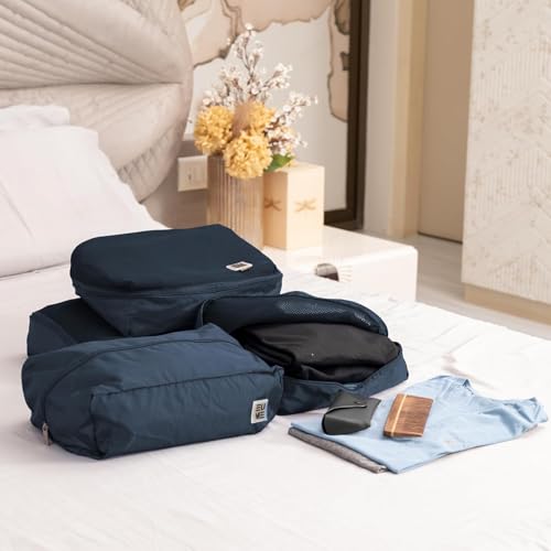 EUME Set of 4 Storage Pods - Travel Organiser Pouch| Durable Fits Into Pocket Cloth Organizer for Storage | Toiletry Bag for Men & Women | Spacious Organiser Bags for Clothes | (4XL) Navy Blue - Image 2