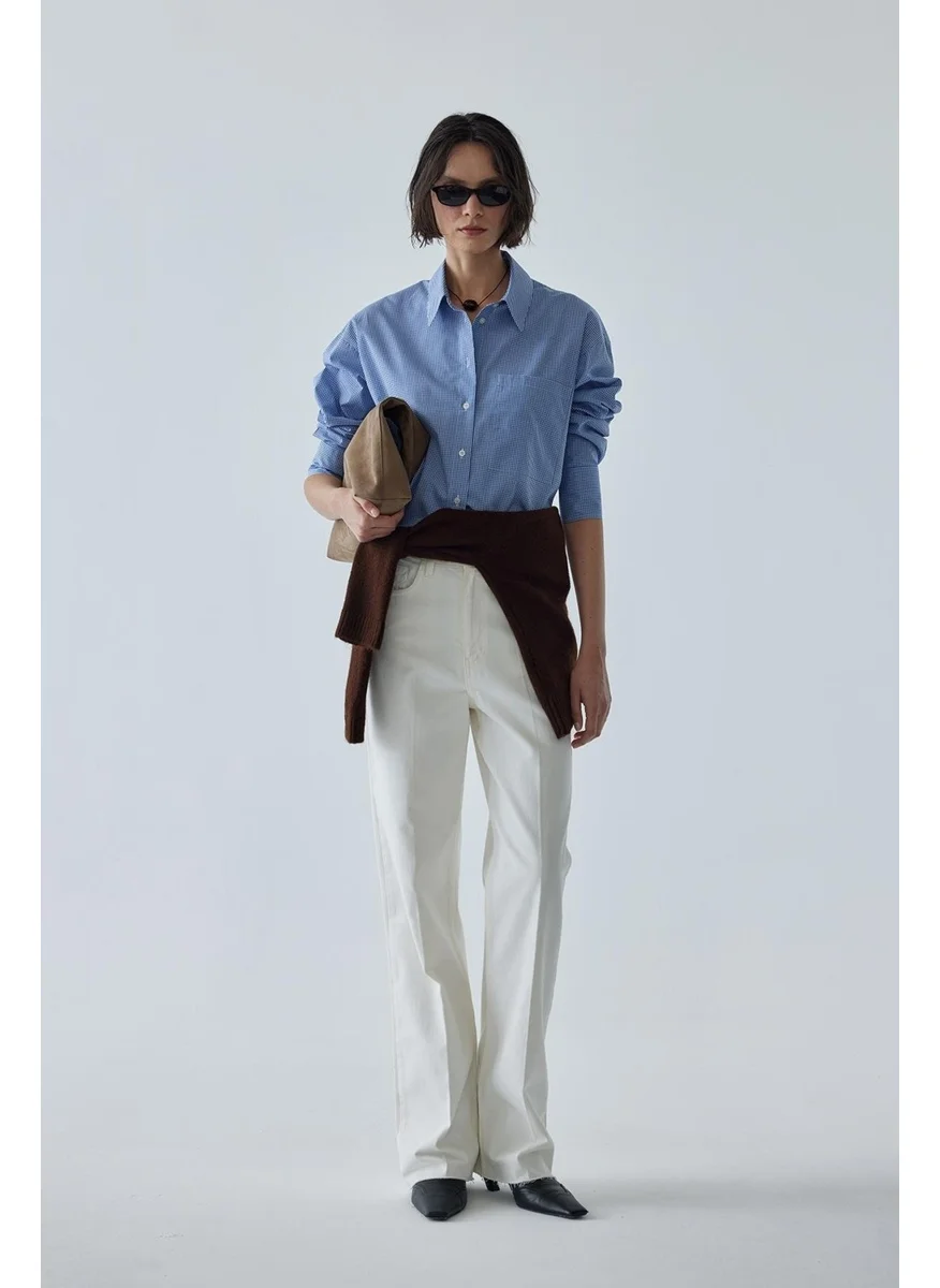 سود كوليكشن Blue Sortie Gingham Oversize Shirt