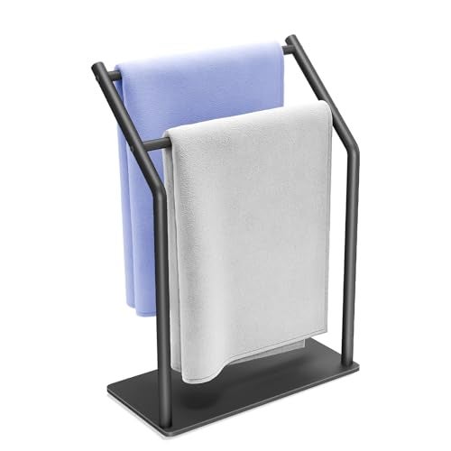 Gypie Hand Towel Holder Stand for Bathroom Heavy Duty 304 Stainless Steel Ideal Countertop Hand Towel Rack with Silicone Pad Black - Image 1