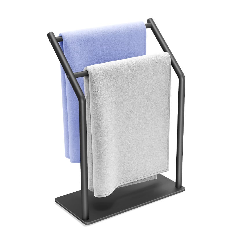 Gypie Hand Towel Holder Stand for Bathroom Heavy Duty 304 Stainless Steel Ideal Countertop Hand Towel Rack with Silicone Pad Black - Image 2