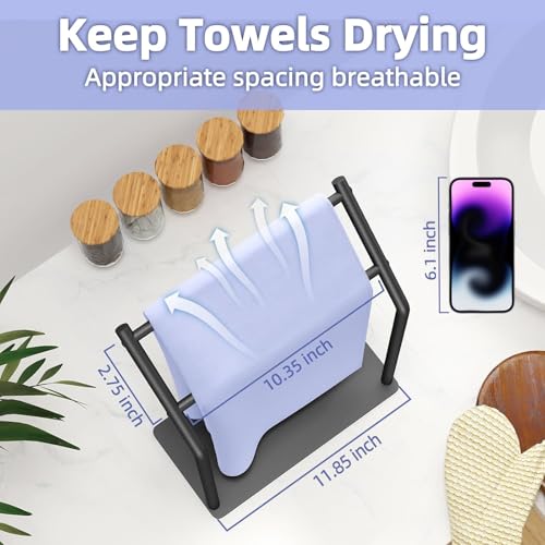 Gypie Hand Towel Holder Stand for Bathroom Heavy Duty 304 Stainless Steel Ideal Countertop Hand Towel Rack with Silicone Pad Black - Image 3