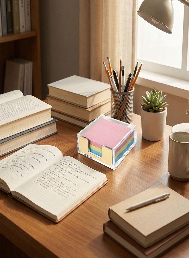 SXoonKing Gold Sticky Note Holder, Gold Post Note Holder for Desk, Acrylic Sticky Notes Dispenser Memo Pad Post Organizer, Clear Acrylic Desk Accessories Aesthetic Office Supplies for Desk Home Office School - Image 5
