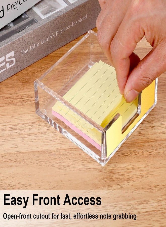 SXoonKing Gold Sticky Note Holder, Gold Post Note Holder for Desk, Acrylic Sticky Notes Dispenser Memo Pad Post Organizer, Clear Acrylic Desk Accessories Aesthetic Office Supplies for Desk Home Office School - Image 4