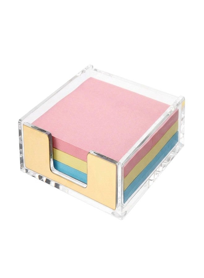 SXoonKing Gold Sticky Note Holder, Gold Post Note Holder for Desk, Acrylic Sticky Notes Dispenser Memo Pad Post Organizer, Clear Acrylic Desk Accessories Aesthetic Office Supplies for Desk Home Office School - Image 1