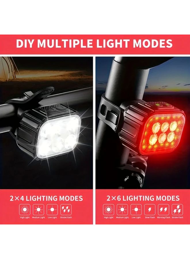 2 Pcs LED Outdoor Flashlight USB Rechargeable IP65 Waterproof Cycling Lamp - Image 3