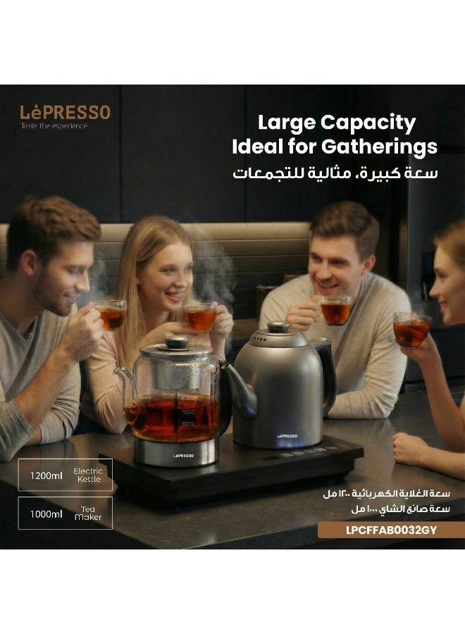 ليبرسو جهاز تحضير الشاي وغلاية الماء AuraBrew، غلاية كهربائية بسعة 1200 مل / جهاز تحضير الشاي بسعة 1000 مل / خاصية الحفاظ على الحرارة لمدة 30 دقيقة / درجة حرارة قابلة للتعديل / شاشة عرض درجة الحرارة - رمادي - Image 3
