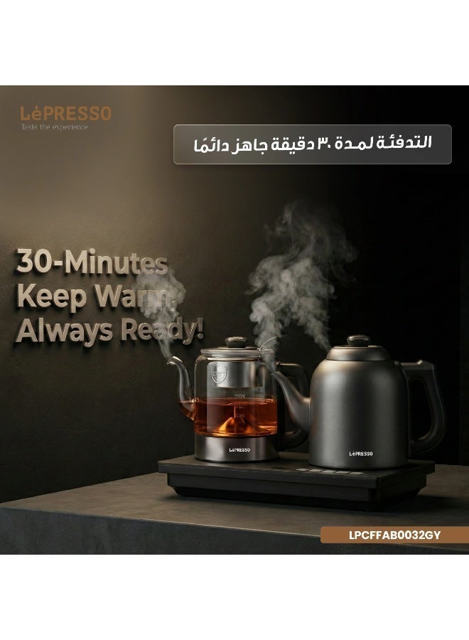ليبرسو جهاز تحضير الشاي وغلاية الماء AuraBrew، غلاية كهربائية بسعة 1200 مل / جهاز تحضير الشاي بسعة 1000 مل / خاصية الحفاظ على الحرارة لمدة 30 دقيقة / درجة حرارة قابلة للتعديل / شاشة عرض درجة الحرارة - رمادي - Image 2