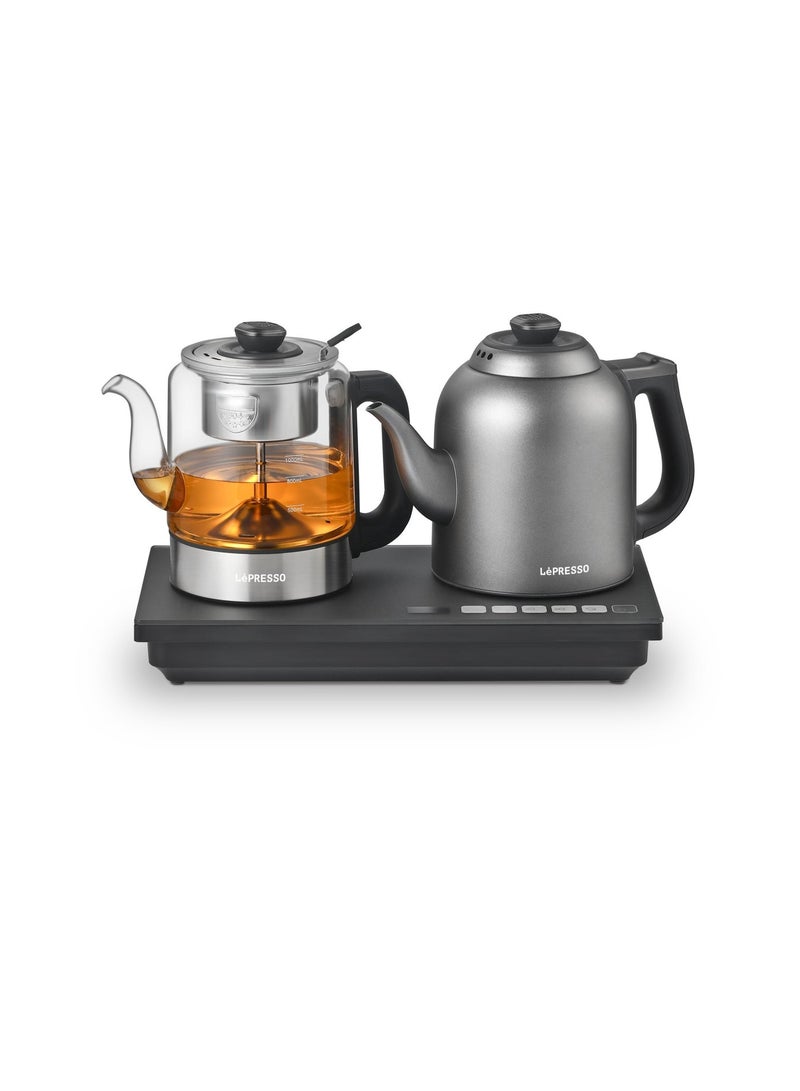 ليبرسو جهاز تحضير الشاي وغلاية الماء AuraBrew، غلاية كهربائية بسعة 1200 مل / جهاز تحضير الشاي بسعة 1000 مل / خاصية الحفاظ على الحرارة لمدة 30 دقيقة / درجة حرارة قابلة للتعديل / شاشة عرض درجة الحرارة - رمادي - Image 1