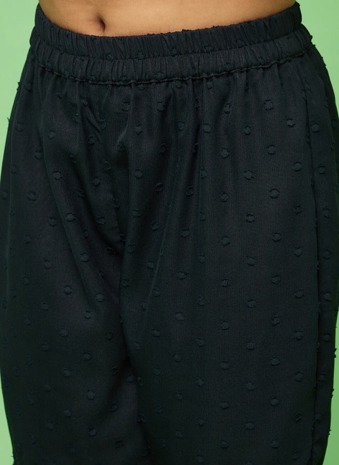 أيه كيه إس طقم كورتا وشرارة مطرز هندسي أسود للفتيات - Image 3