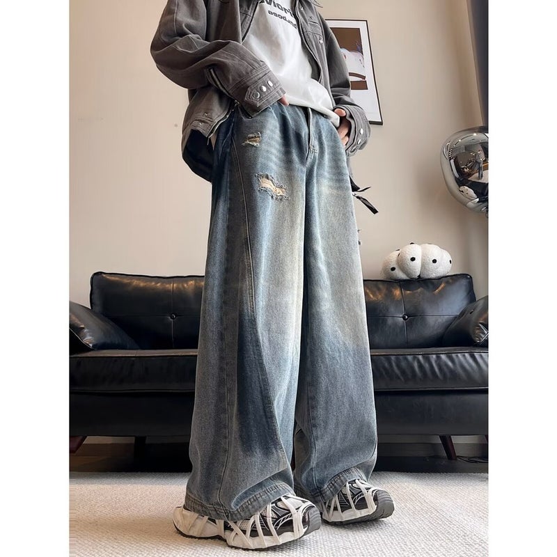 Unisex Classic Denim Jeans Loose Fit Daily Outdoor Wear - Image 1