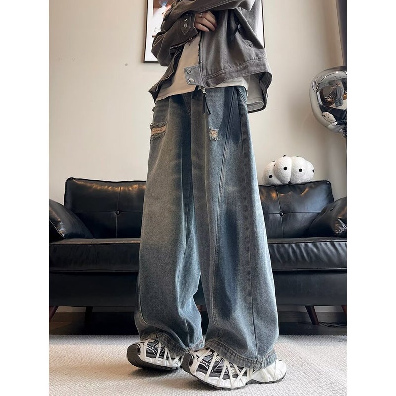 Unisex Classic Denim Jeans Loose Fit Daily Outdoor Wear - Image 3