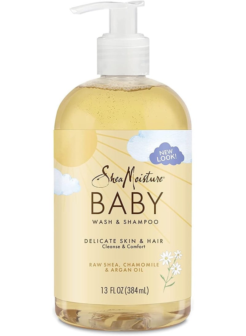SheaMoisture, Baby Wash & Shampoo, Raw Shea, Chamomile & Argan Oil, 13 fl oz (384 ml) - Image 1