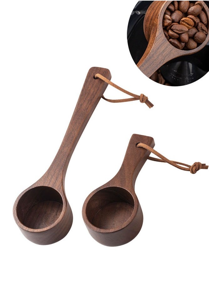 Wooden coffee bean spoon, black walnut long and short handle, measuring spoon, powder seasoning measuring spoon, teaspoon, set of 2